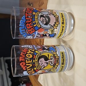 Vintage Olive Oyl and Brutus drinking glasses